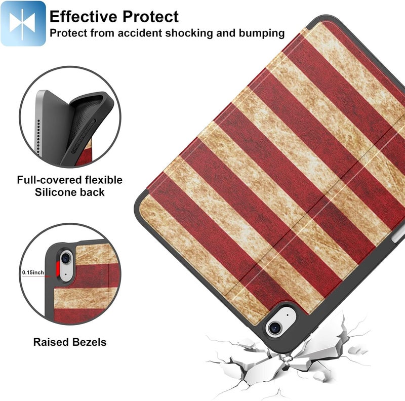 Supveco Case for iPad (A16) 11th Generation 11 inch (2025),iPad 10th Generation 10.9 inch (2022) with Pencil Holder-[Auto Wake/Sleep],Premium Folio Stand Case with Soft TPU Back Cover-Flag - Image 5